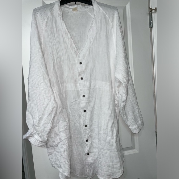 Igenjun Button Down Beach Coverup| Oversized Top| Dress - Picture 2 of 5